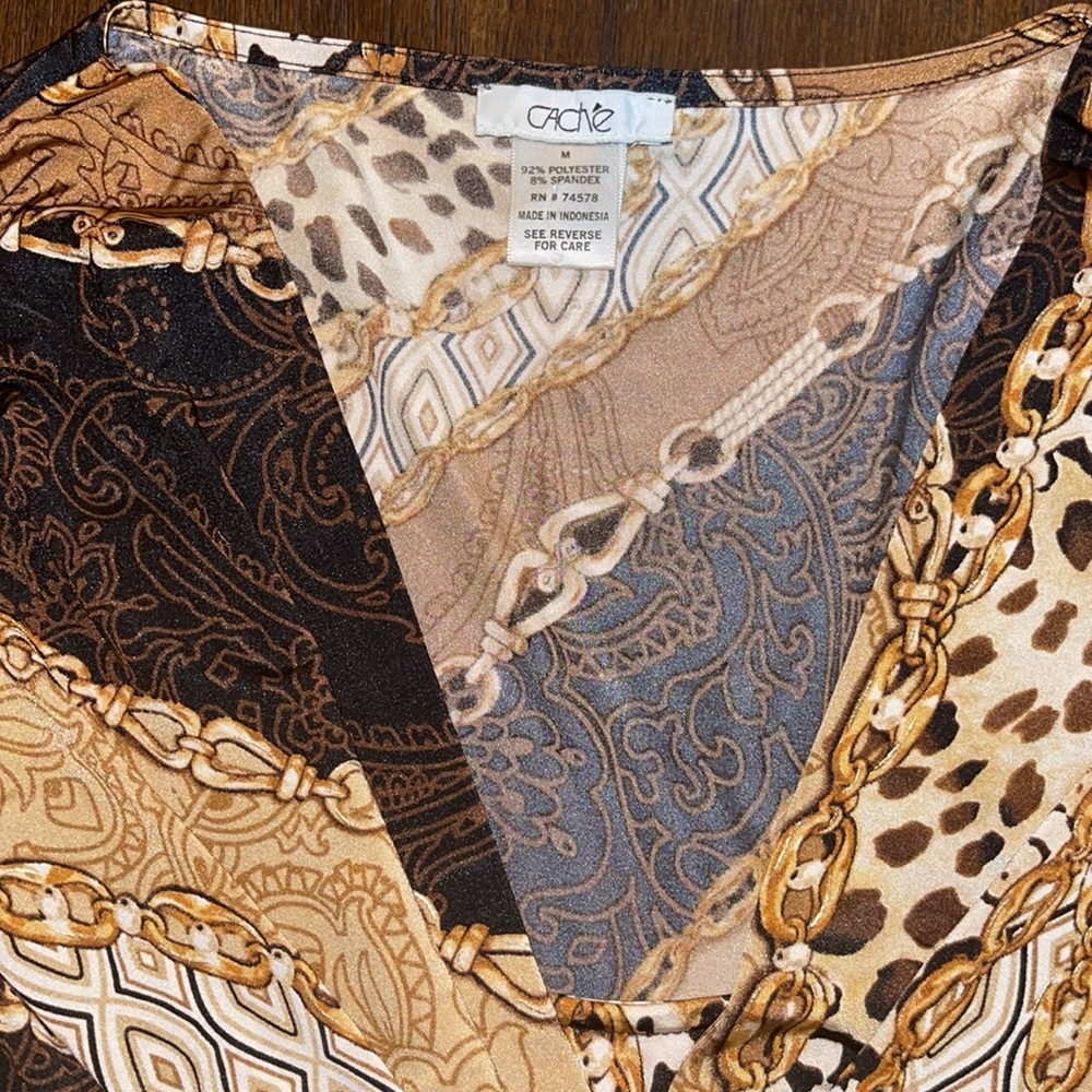 Cache Chain Animal Print Knot Front Top Size M - image 6